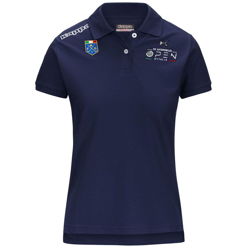 Women Kappa Polo Wss Slim Open Italia Polo Shirt Navy | 241957-HCD