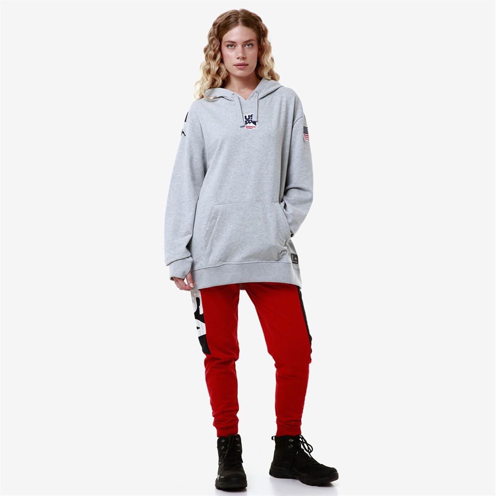 Women Kappa Utawi Usa Us Hoodie Grey | 025684-PUR